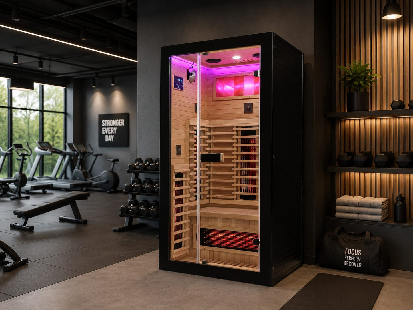 HotBox1 Black Indoor Infrared Sauna 1 Seater 13 AMP