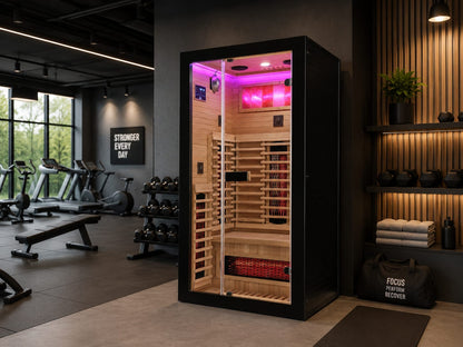 HotBox1 Black Indoor Infrared Sauna 1 Seater 13 AMP